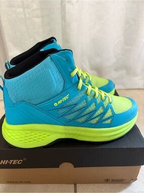 Hi-Tec Turquoise & Neon Green High-Top Athletic Sneakers